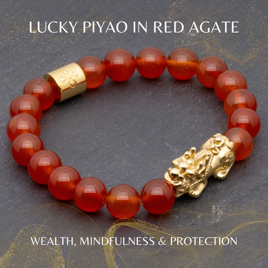 Lucky Piyao in Red Agate Bracelet