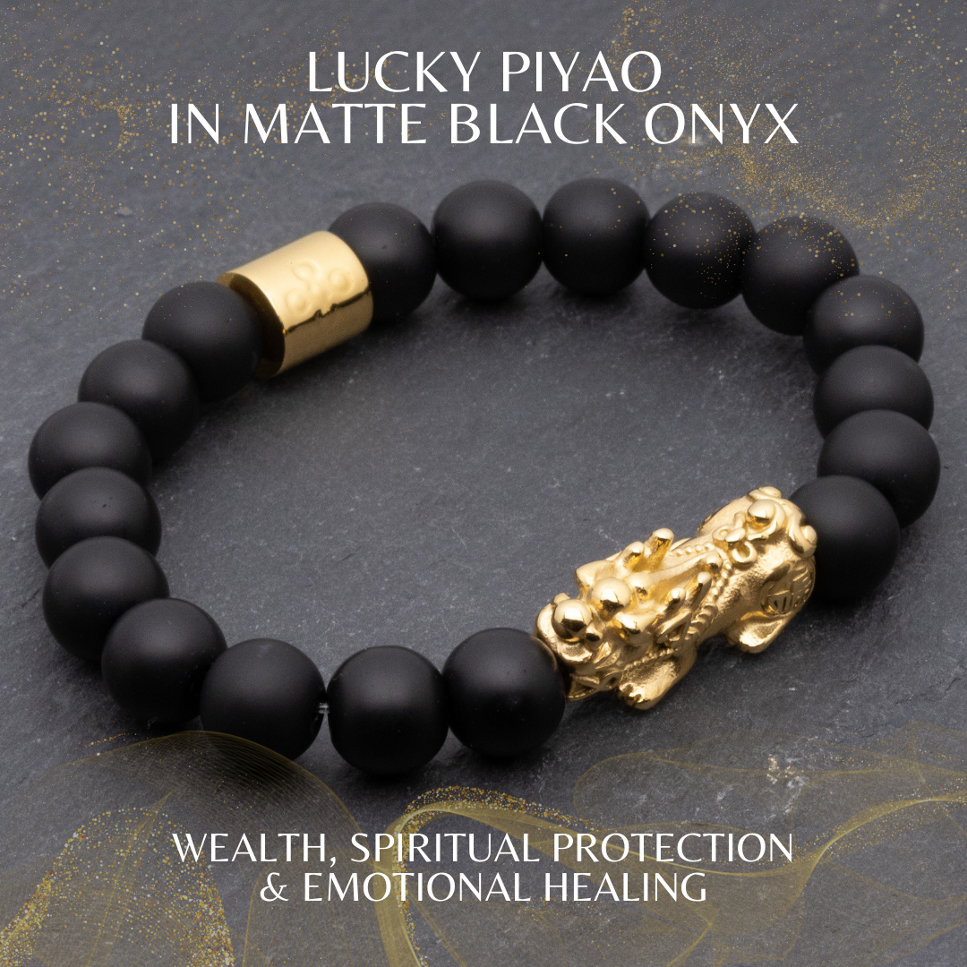 Lucky Piyao in Matte Black Onyx Bracelet