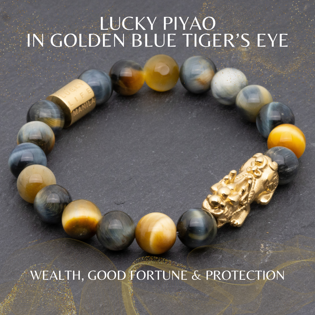 Lucky Piyao in Golden Blue Tiger's Eye Bracelet