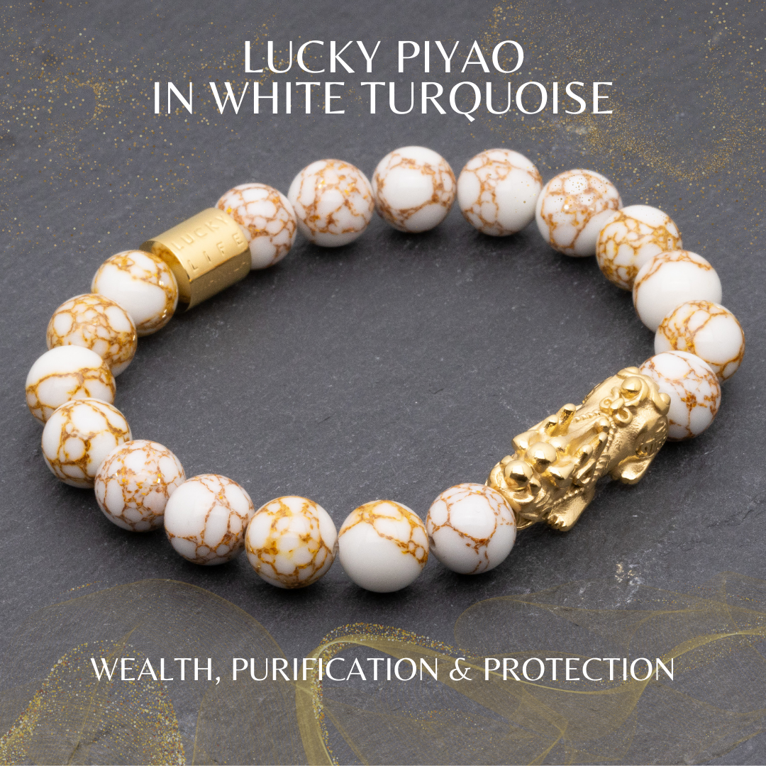 Lucky Piyao in White Turquoise Bracelet