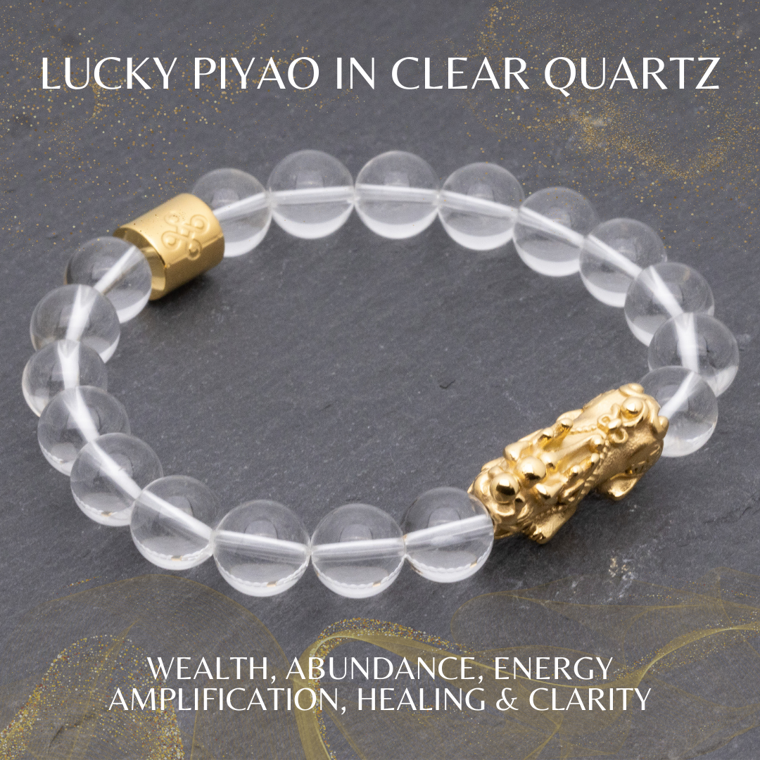 Lucky Piyao in Clear Quartz Bracelet - Lucky Life Manila
