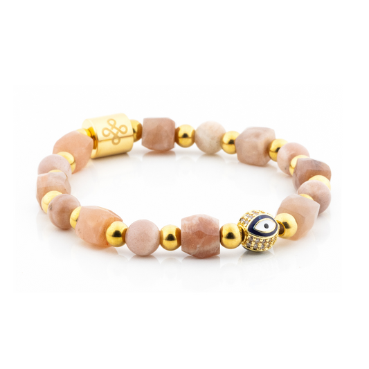 Diana V Bracelet (Evil Eye Charm in Natural Sunstone)