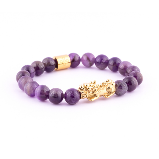 Lucky Piyao in Natural Amethyst Bracelet