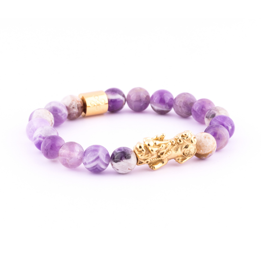 Lucky Piyao in Natural Chevron Amethyst Bracelet