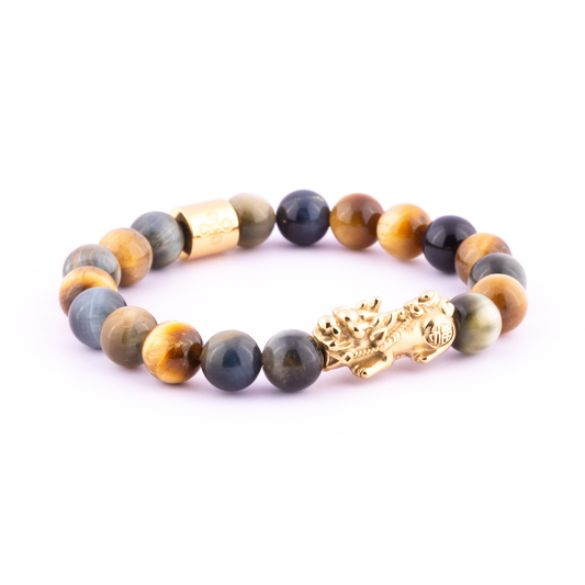 Lucky Piyao in Natural Golden Blue Tiger's Eye Bracelet