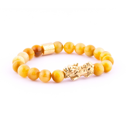 Lucky Piyao in Natural Golden Yellow Tiger's Eye Bracelet