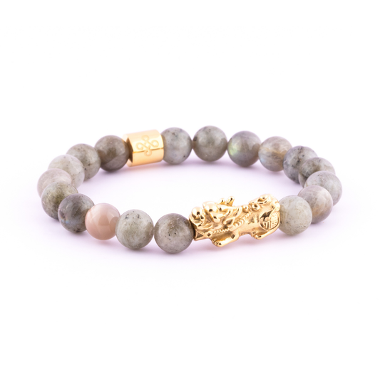 Lucky Piyao in Natural Labradorite Bracelet