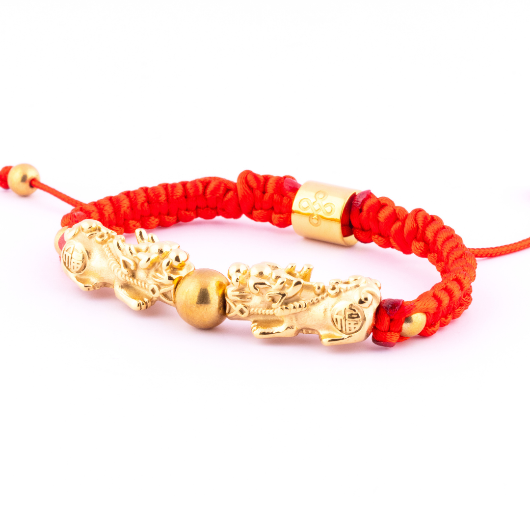 Double Lucky Piyao in Tibetan Red String Bracelet