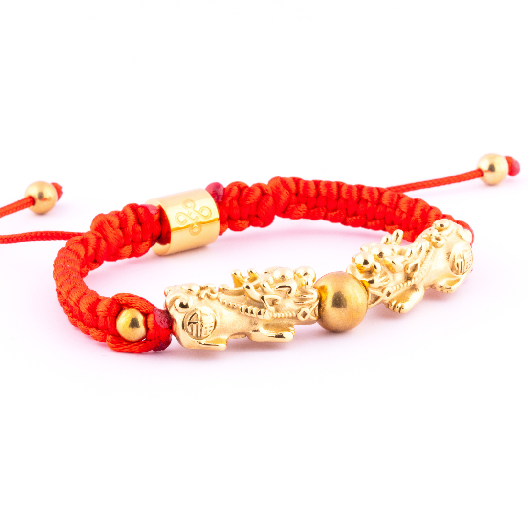 Double Lucky Piyao in Tibetan Red String Bracelet