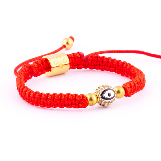 Evil Eye with Pyrite in Tibetan Red String Bracelet