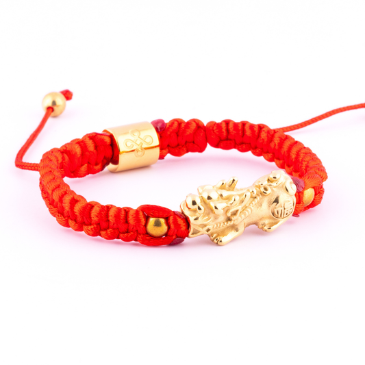 Lucky Piyao in Tibetan Red String Shamballa Bracelet