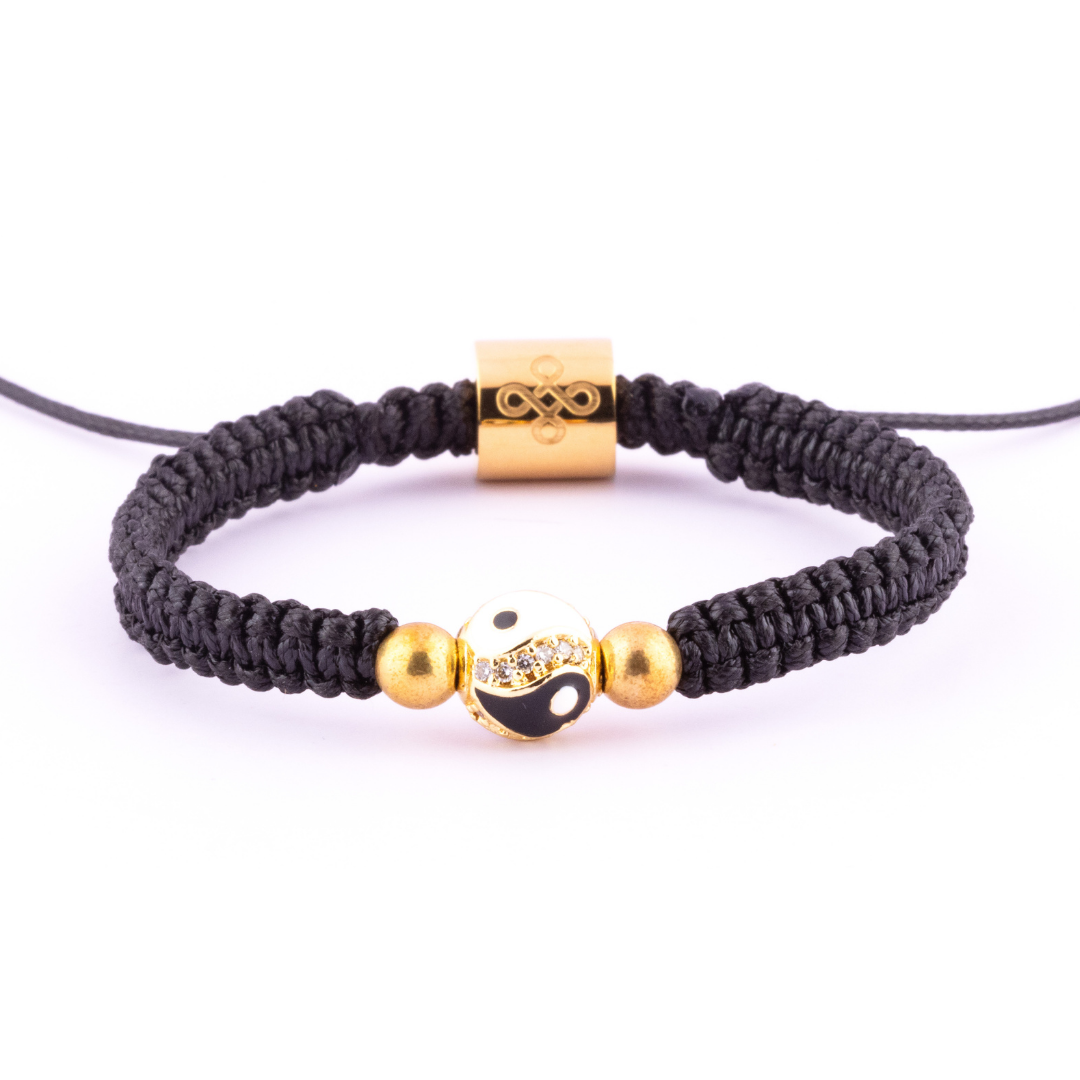 Yin Yang Evil Eye with Gold Pyrite Tibetan Shamballa Bracelet