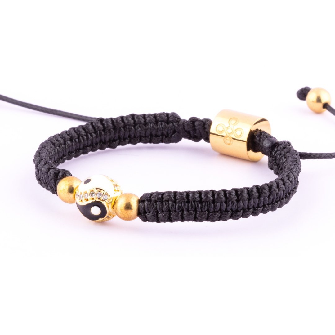 Yin Yang Evil Eye with Gold Pyrite Tibetan Shamballa Bracelet