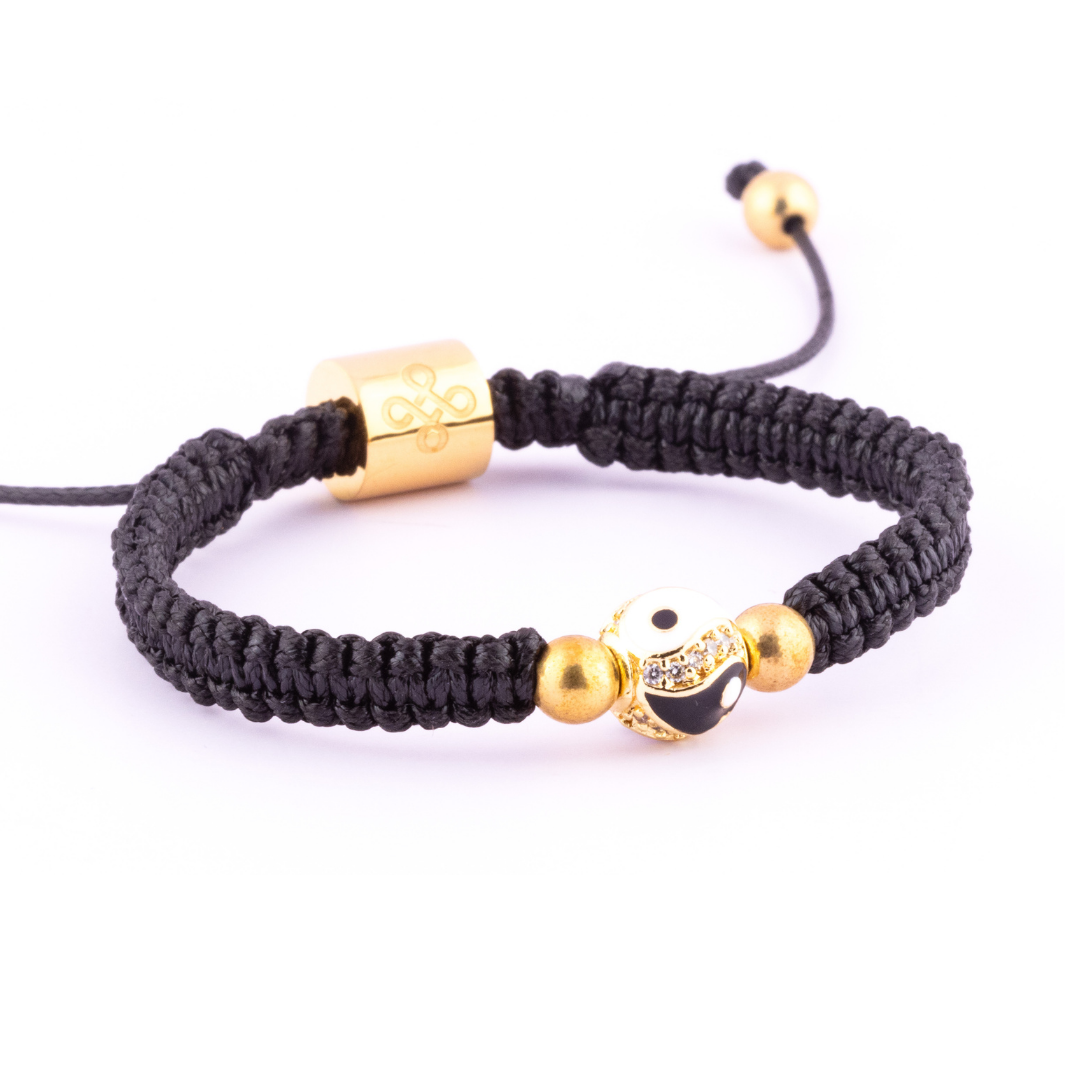 Yin Yang Evil Eye with Gold Pyrite Tibetan Shamballa Bracelet