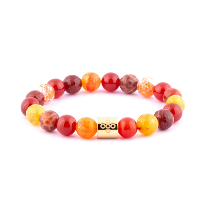 Prometheus I Tri-stone Bracelet (Natural Fire Agate, Red Snake Skin Agate & Red Agate)