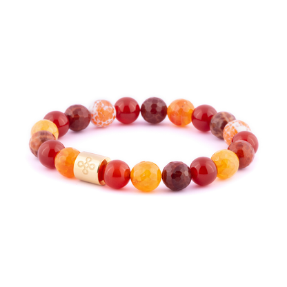 Prometheus I Tri-stone Bracelet (Natural Fire Agate, Red Snake Skin Agate & Red Agate)