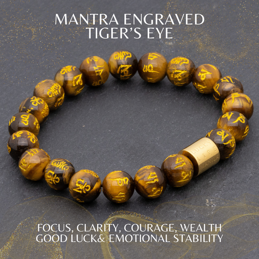 Classic Mantra Engraved Tiger's Eye Bracelet