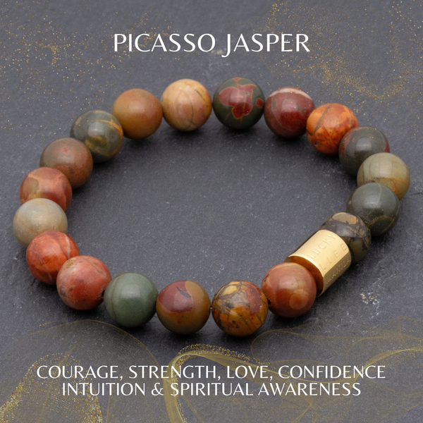 Stone Multi Picasso Jasper Beads Bracelet with Hook For Man, Woman, Boys &  Girls- Color: Multicolor (Pack of 1 Pc.) - the best price and delivery |  Globally